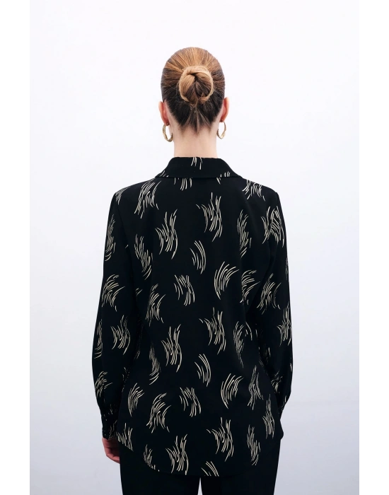 Baskılı Klasik Gömlek - Gold