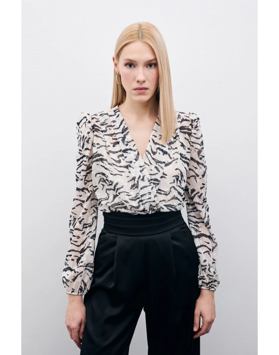 Puantiye Dokulu Bodysuit - Siyah