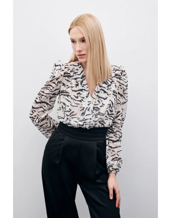 Puantiye Dokulu Bodysuit - Siyah