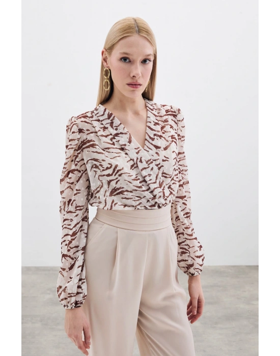 Puantiye Dokulu Bodysuit - Kahve