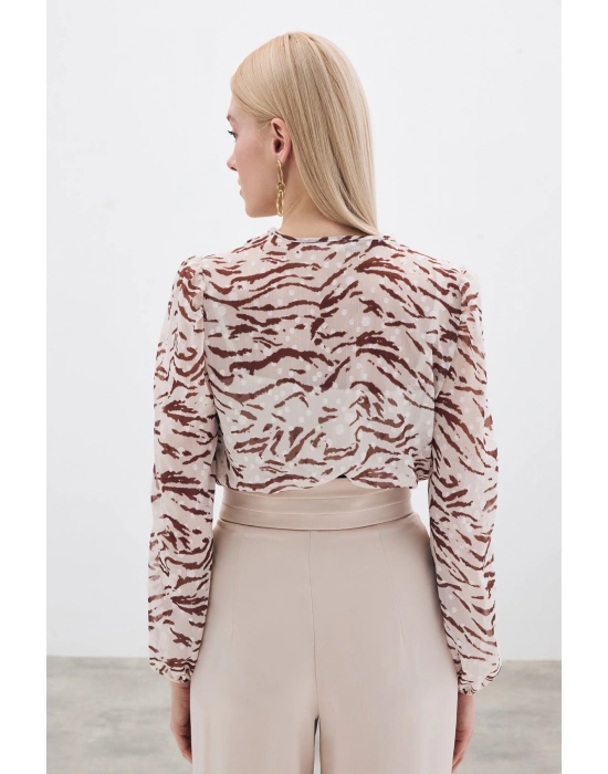 Puantiye Dokulu Bodysuit - Kahve