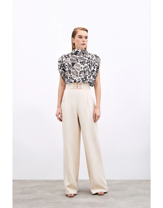 Aksesuarlı Yarasa Kol Bluz - Siyah