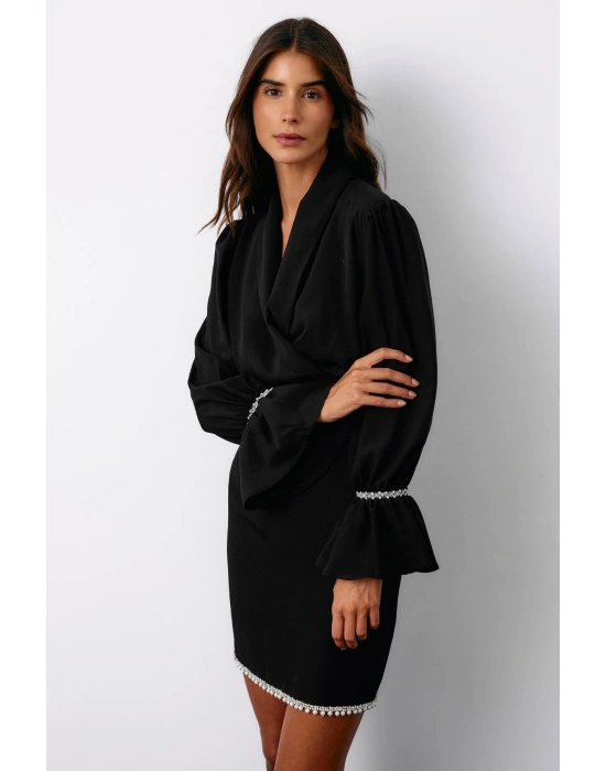 Aksesuar Detaylı Bluz - SİYAH