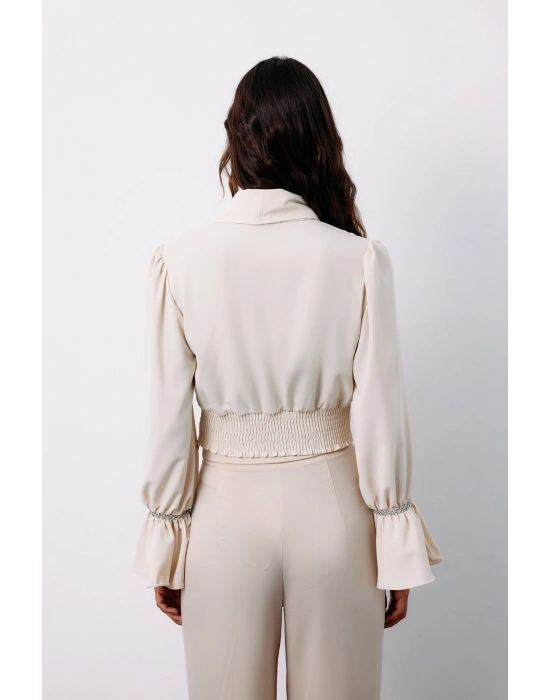 Aksesuar Detaylı Bluz - Bej