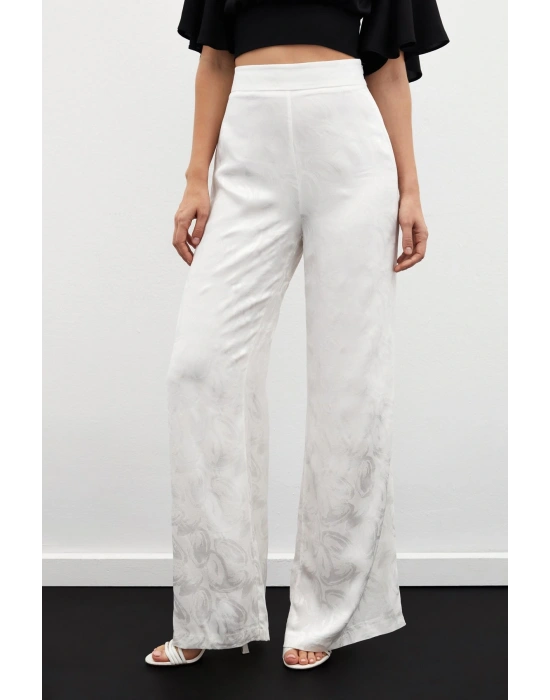 Jakarlı Salaş Pantolon - Ekru