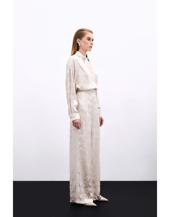 Jakarlı Salaş Pantolon - Bej