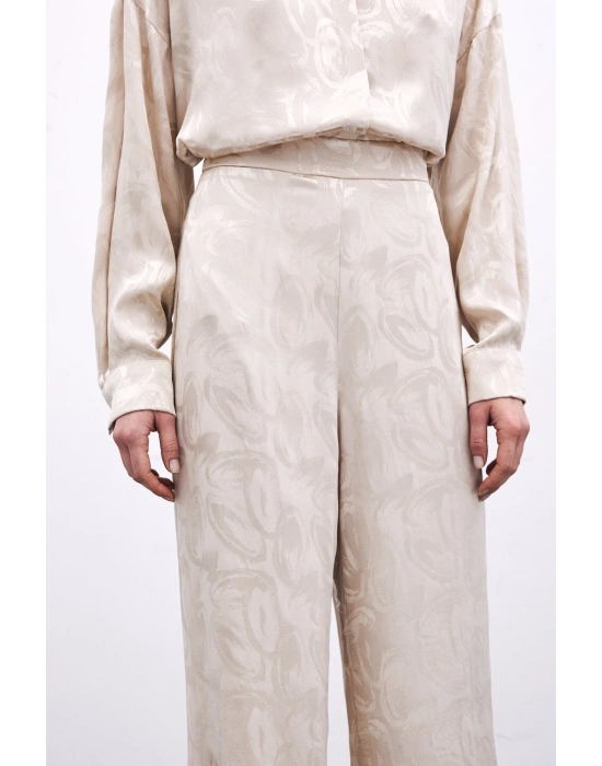 Jakarlı Salaş Pantolon - Bej