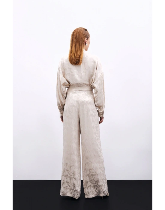 Jakarlı Salaş Pantolon - Bej