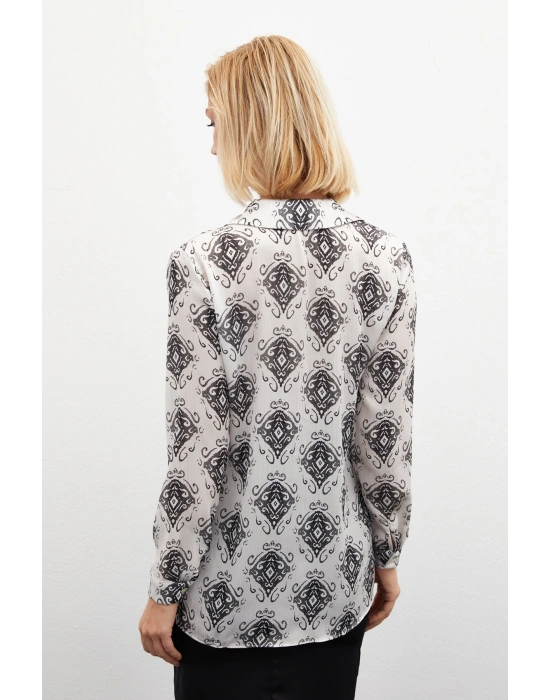 Desenli Düz Gömlek - SİYAH