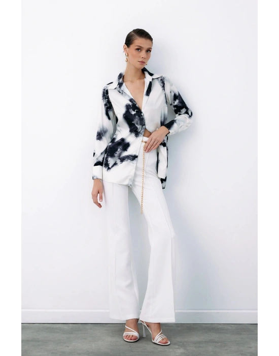 Desenli Geniş Klasik Gömlek - SİYAH