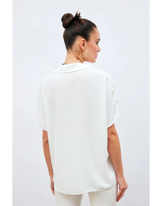 Kol Detaylı Salaş Gömlek - Ekru