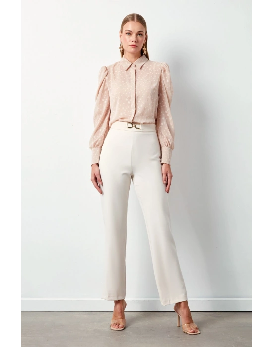 Aksesuar Detaylı Pantolon  Bej