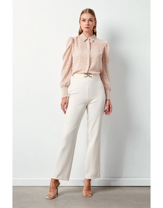 Aksesuar Detaylı Pantolon  Bej