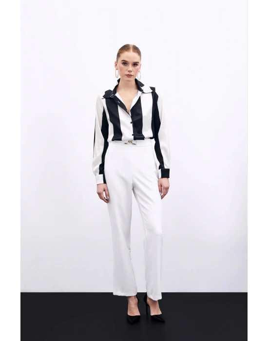Aksesuar Detaylı Pantolon - Ekru