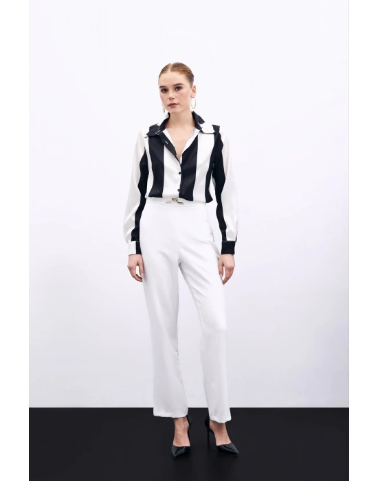 Aksesuar Detaylı Pantolon - Ekru