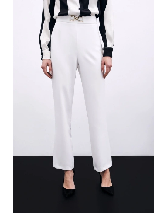Aksesuar Detaylı Pantolon - Ekru