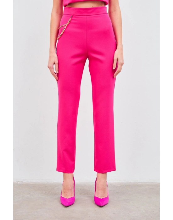Zincir Aksesuarlı Pantolon - Fuşya