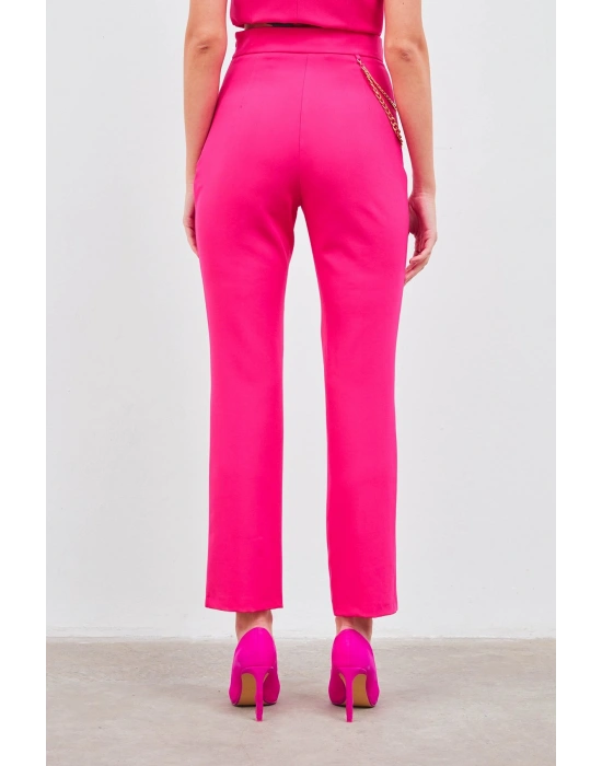 Zincir Aksesuarlı Pantolon - Fuşya