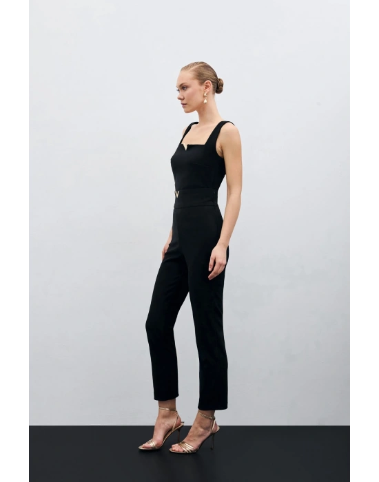 Bel Aksesuarlı Pantolon - Siyah