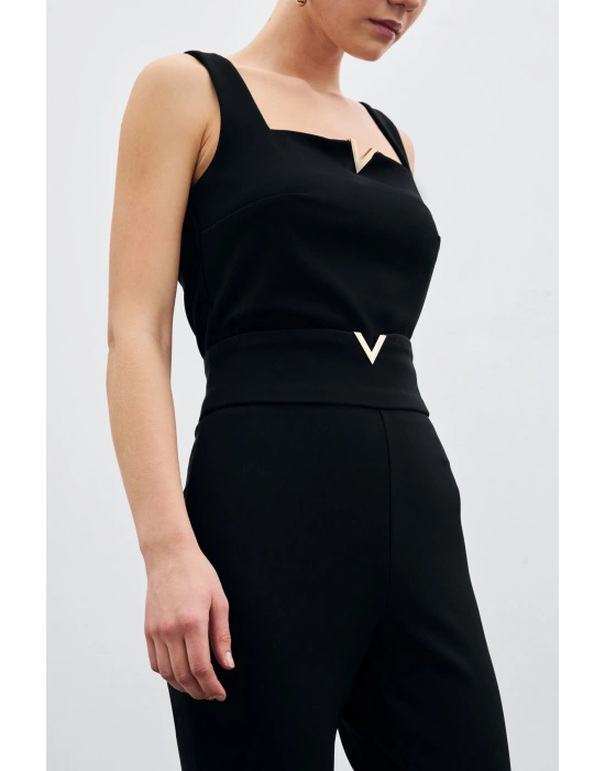 Bel Aksesuarlı Pantolon - Siyah