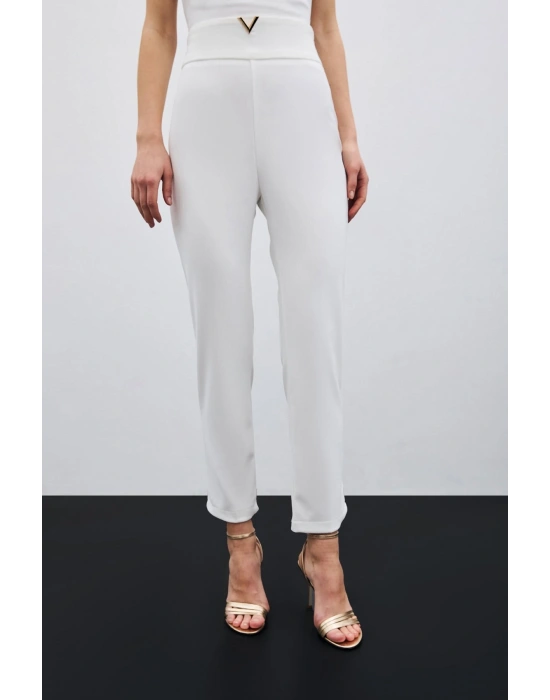 Bel Aksesuarlı Pantolon - Ekru