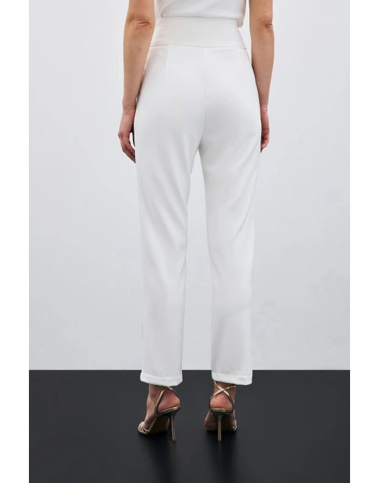 Bel Aksesuarlı Pantolon - Ekru