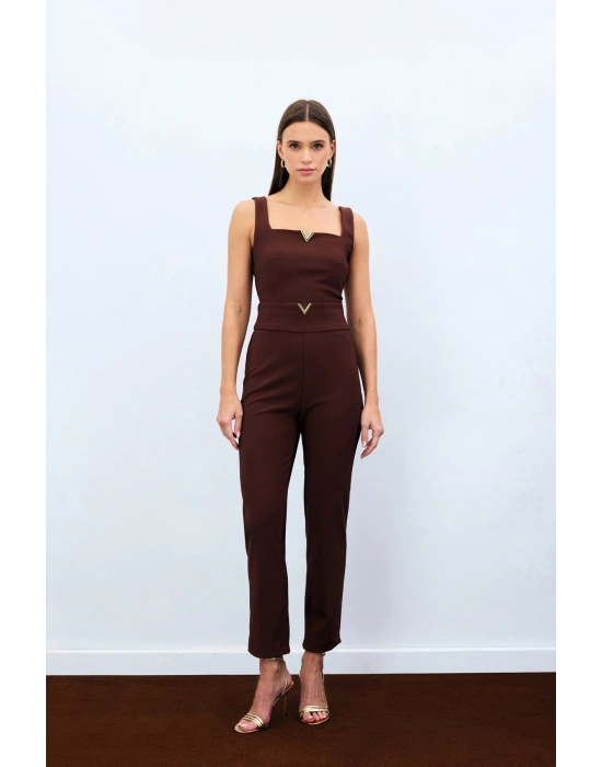 Bel Aksesuarlı Pantolon - Kahve