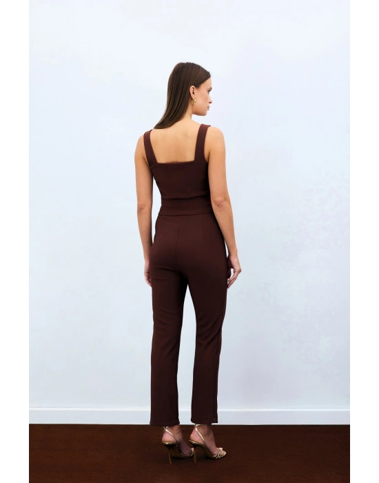 Bel Aksesuarlı Pantolon - Kahve