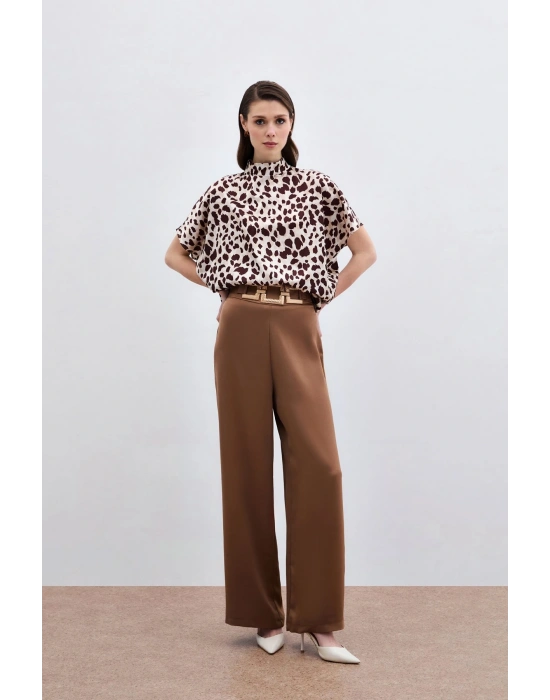 Yarasa Kol Salaş Bluz - Bej-Kahve