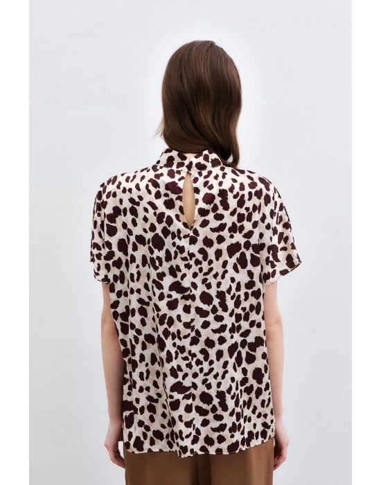 Yarasa Kol Salaş Bluz - Bej-Kahve