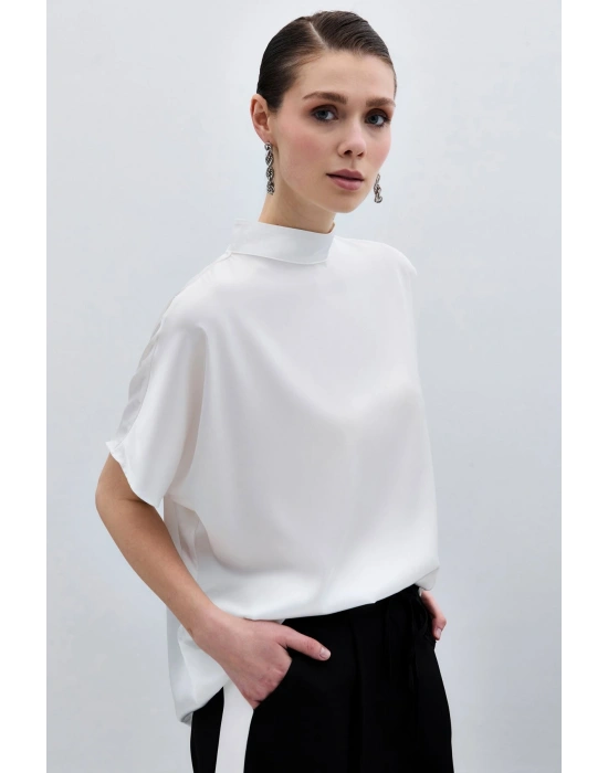 Yarasa Kol Salaş Bluz - Ekru
