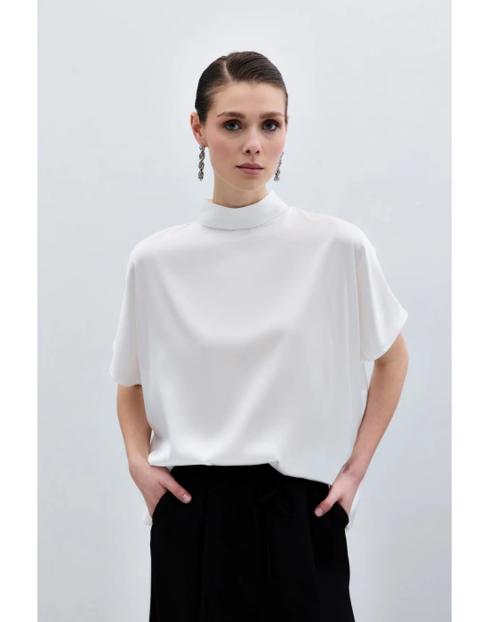 Yarasa Kol Salaş Bluz - Ekru