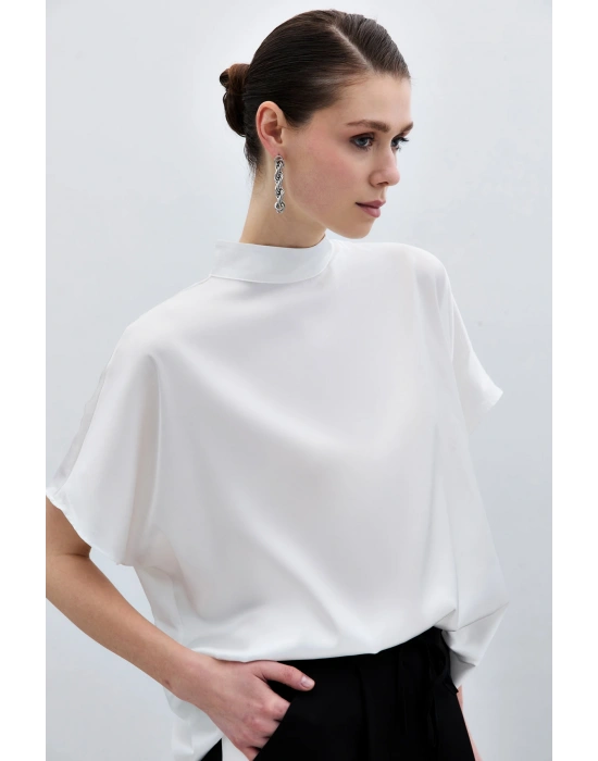 Yarasa Kol Salaş Bluz - Ekru