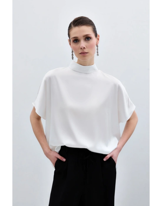 Yarasa Kol Salaş Bluz - Ekru