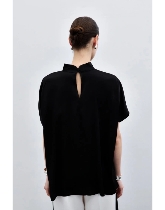 Yarasa Kol Salaş Bluz - Düz Siyah