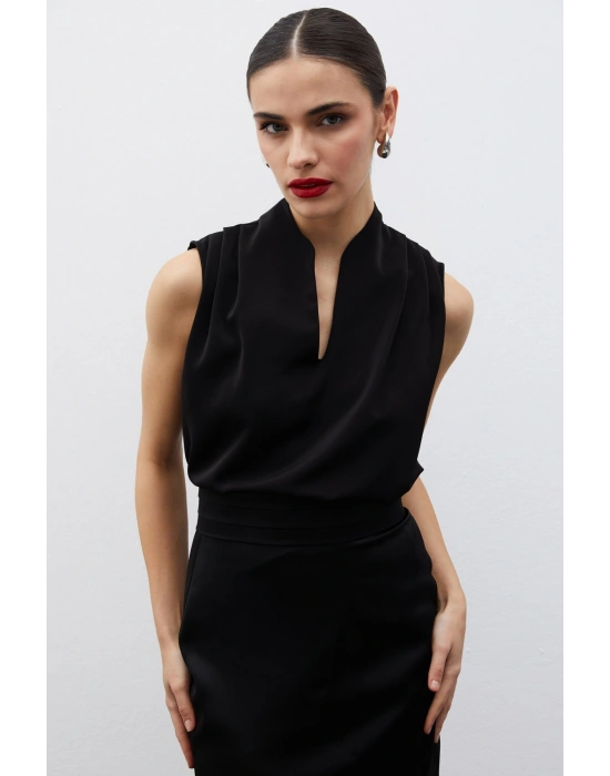 Hakim Yaka Kolsuz Bluz - SİYAH