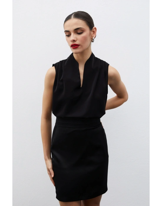 Hakim Yaka Kolsuz Bluz - SİYAH