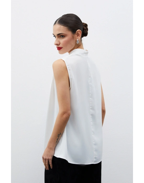 Hakim Yaka Kolsuz Bluz - Ekru