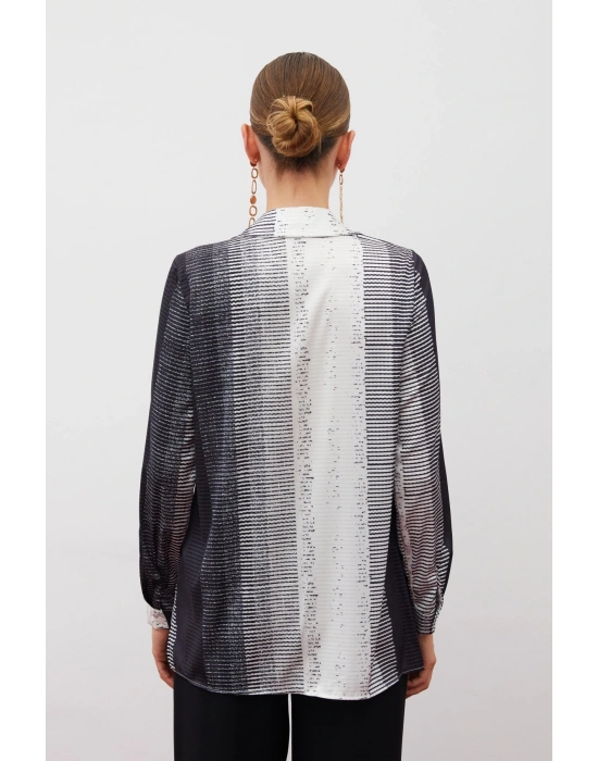 Desenli Düz Gömlek - SİYAH