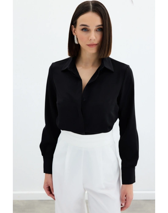 Klasik Düz Gömlek - Siyah