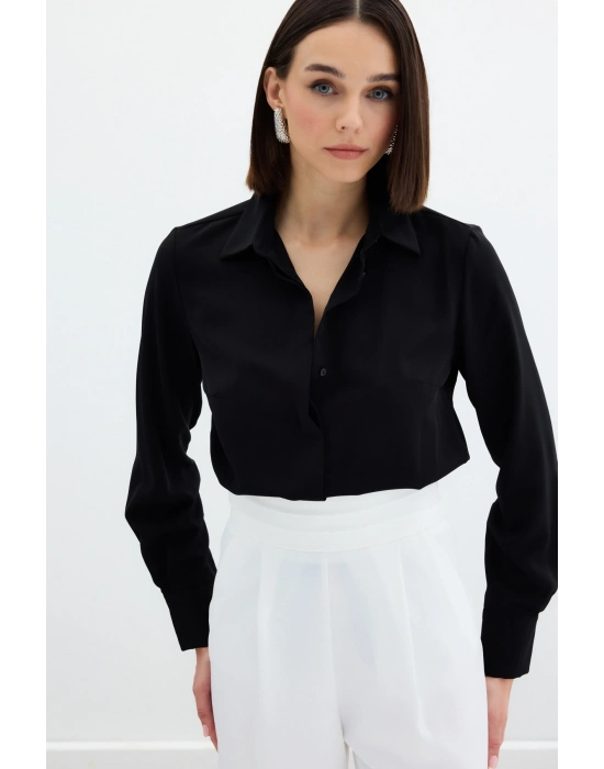 Klasik Düz Gömlek - Siyah