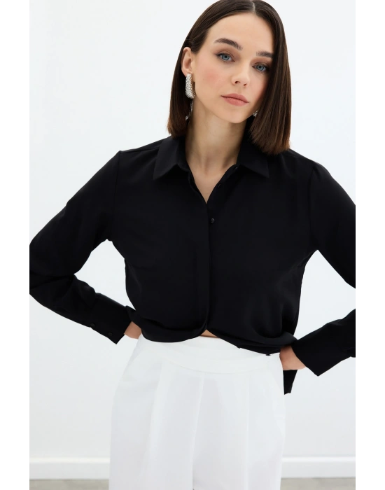 Klasik Düz Gömlek - Siyah