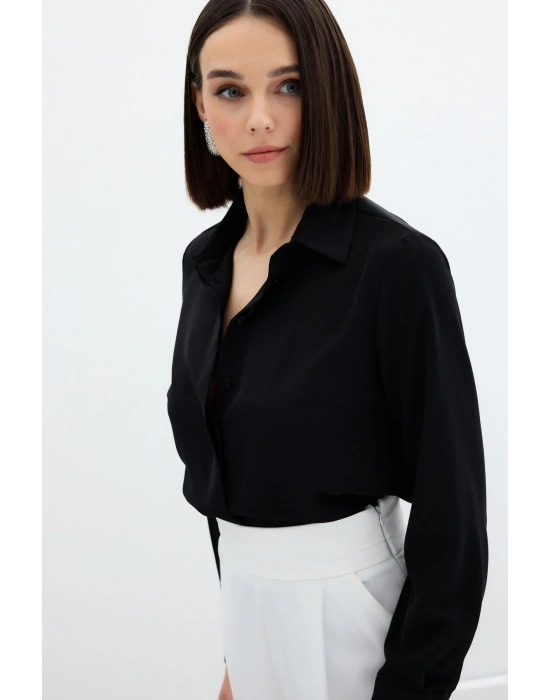 Klasik Düz Gömlek - Siyah