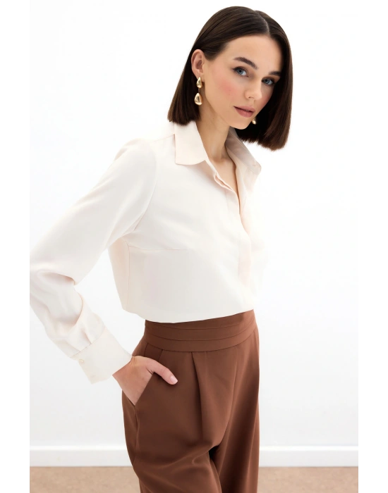 Klasik Düz Gömlek - Bej