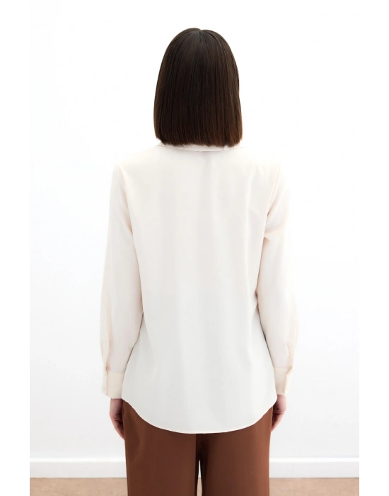 Klasik Düz Gömlek - Bej