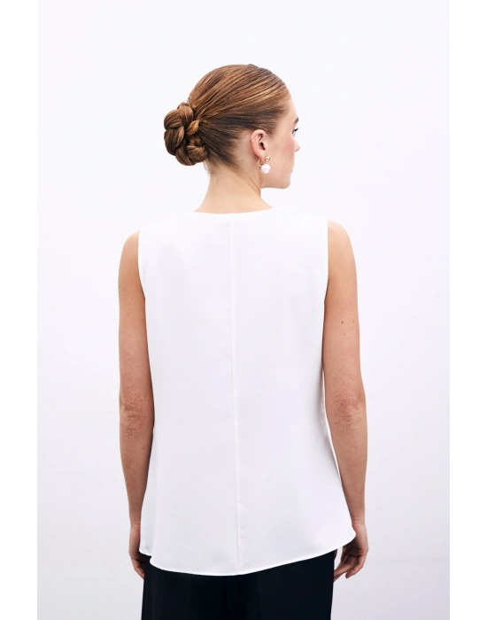 Degaje Yaka Bluz - Ekru