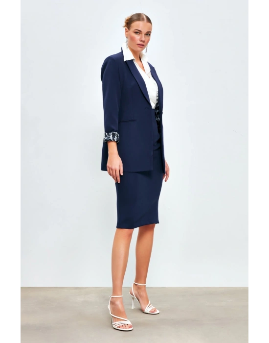 Düz Kalem Etek -lacivert