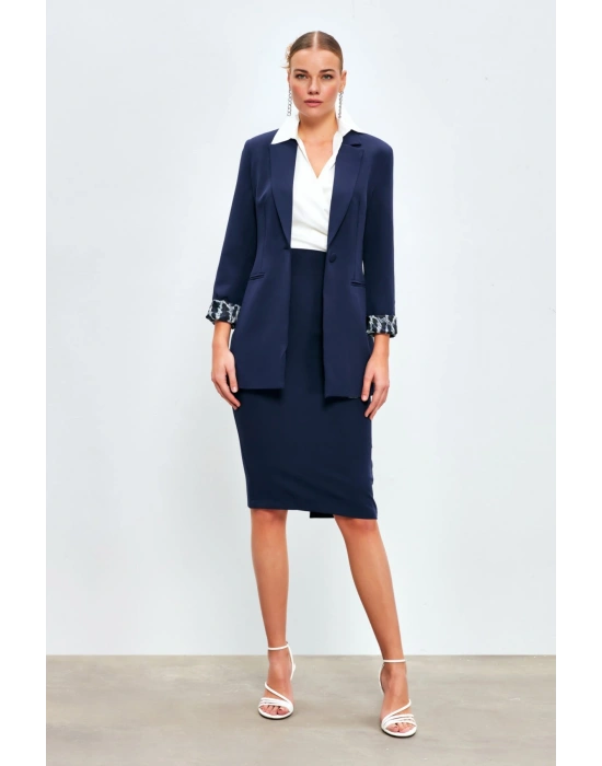 Düz Kalem Etek -lacivert