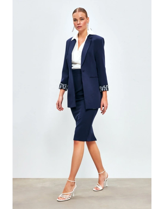 Düz Kalem Etek -lacivert