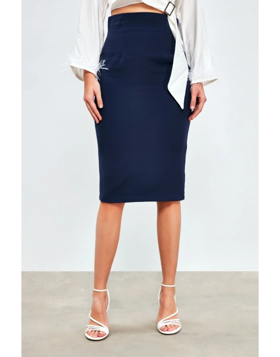 Düz Kalem Etek -lacivert